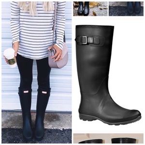Fashionable matte black rain boots
